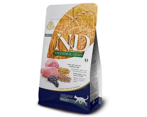 Сухий корм для кішок Farmina LOW GRAIN ягня, чорниця 1.5 кг (8010276021595)