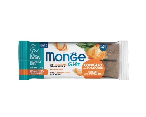 Ласощі для собак Monge Gift Dog Immunity support кролик з мандарином 120 г (8009470085908)
