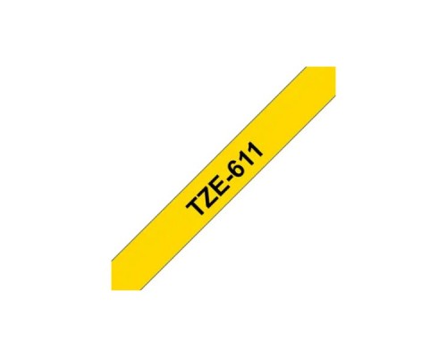 Стрічка для принтера етикеток UKRMARK B-T611P, 6мм х 8м, black on yellow, совместимая с TZe611, ламинированная (900532)