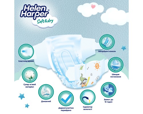Підгузки Helen Harper Soft&Dry New Junior Розмір 5 (11-16 кг) 39 шт (2316778) Підгузки Helen Harper Soft&Dry New Junior Розмір 5 (11-16 кг) 39 шт (2316778)