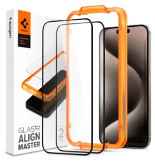 Скло захисне Spigen Apple iPhone 15 Pro Glas.tR AlignMaster FC Black (2P) (AGL06895)
