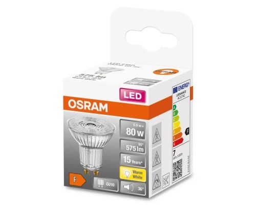 Лампочка Osram LED PAR16 80 36 6.9W/827 230V GU10 (4058075112605)