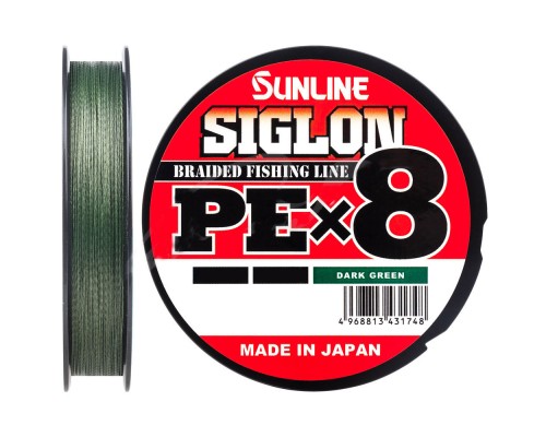 Шнур Sunline Siglon PE х8 300m 2.5/0.270mm 40lb/18.5kg Dark Green (1658.10.47)