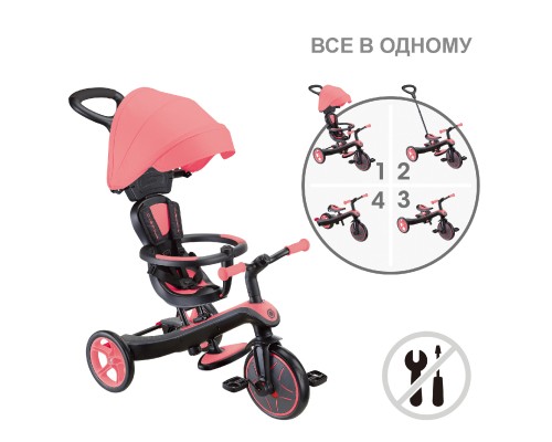 Дитячий велосипед Globber Explorer Trike 4 в 1, рожевий (634-110)