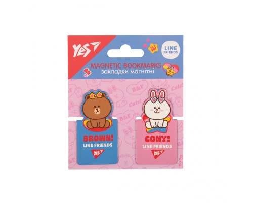 Закладки для книг Yes магнітні Line Friends, висікання, 2 шт (708399)