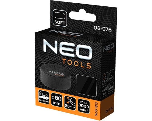 Круг зачистний Neo Tools полірувальний, губка м’яка, на липучці, 80x25мм (08-976)