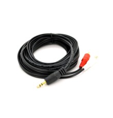 Кабель мультимедійний 3.5mm M to 2xRCA M 5.0m black Voltronic (YT-3.5(M)/2хRCA(M)-5.0Cu)