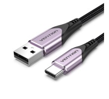 Дата кабель Cotton Braided USB 2.0 A Male to C Male 3A Cable Purple 1.5M Aluminum Alloy Type VENTION (CODVG)