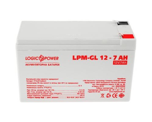 Батарея до ДБЖ LogicPower LPM-GL 12В 7Ач (6560) Батарея до ДБЖ LogicPower LPM-GL 12В 7Ач (6560)