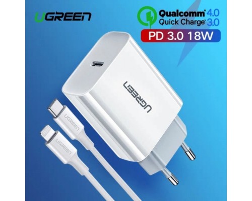 Зарядний пристрій Ugreen CD137 Type-C PD 20W Charger (White) (60450)