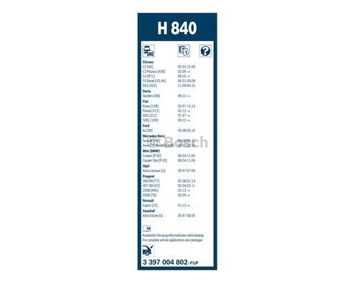 Щітка склоочисника Bosch 3 397 004 802