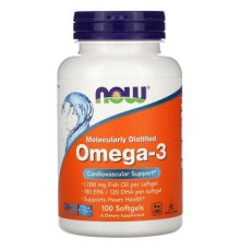 Жирні кислоти Now Foods Омега-3 1000 мг, 100 желатинових капсул (NOW-01650)