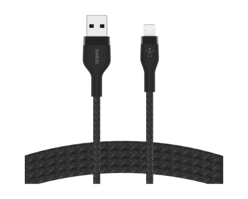 Дата кабель USB 2.0 AM to Lightning 1.0m BRAIDED SILICONE black Belkin (CAA010BT1MBK)