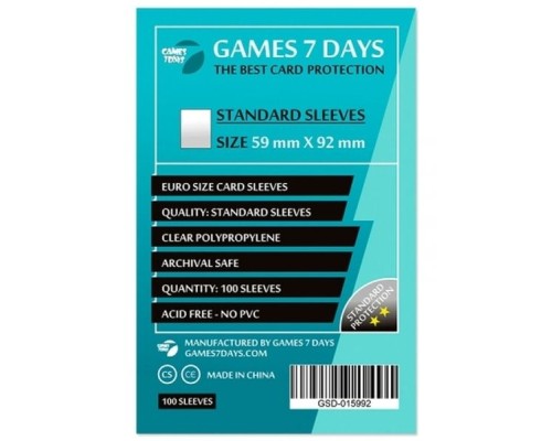 Протектор для карт Games7Days 59 х 92 мм, Euro, 100 шт (STANDART) (GSD-015992) Протектор для карт Games7Days 59 х 92 мм, Euro, 100 шт (STANDART) (GSD-015992)