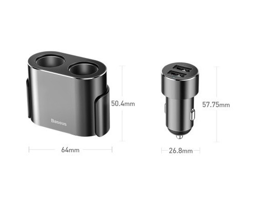 Зарядний пристрій Baseus High Efficiency One to Two Cigarette Lighte Black (CRDYQ-01)