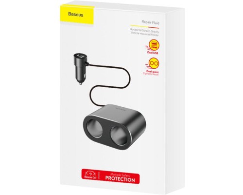 Зарядний пристрій Baseus High Efficiency One to Two Cigarette Lighte Black (CRDYQ-01)