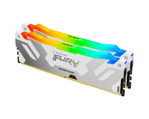 Модуль пам'яті для комп'ютера DDR5 32GB (2x16GB) 7200 MHz Renegade RGB White XMP Kingston Fury (ex.HyperX) (KF572C38RWAK2-32)