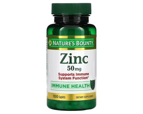 Мінерали Nature's Bounty Цинк, 50 мг, Zinc, 100 каплет (NRT-02060)
