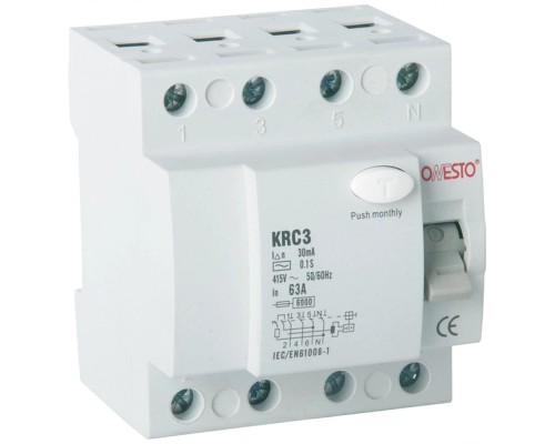 Диференційне реле (ПЗВ) ONESTO 3п+N 32А RCD 30mA, тип AC (KRC3) (5810.)