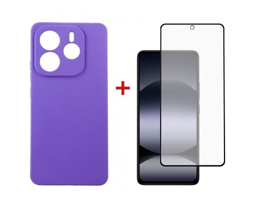 Чохол до мобільного телефона Dengos Kit Xiaomi Redmi Note 14 case Carbon + glass (Purple) (DG-KM-129)