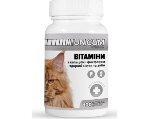 Вітаміни для котів Unicum PREMIUM зуби та кістки 100 табл. (4820150201814)