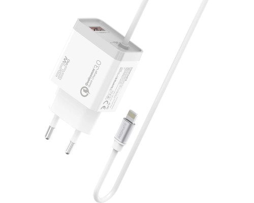 Зарядний пристрій Promate icharge-pdqc3 Lightning PD20W + USB-A QC3.0 White (icharge-pdqc3.white)