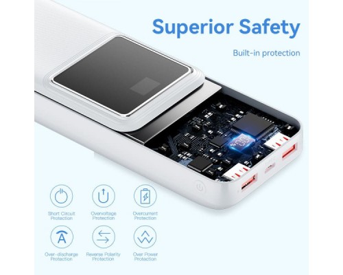 Батарея універсальна Vention 20000mAh 22.5W 3A, PD, QC/3.0, LED Display, White (FHLW0)