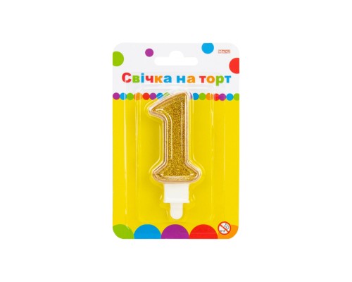 Свічка Maxi золотиста двостороння з блискітками 