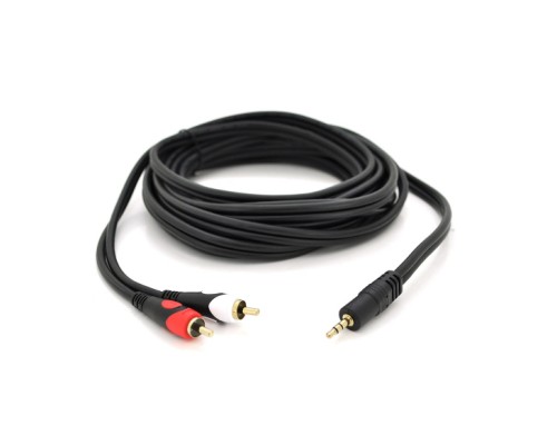 Кабель мультимедійний 3.5mm M to 2xRCA M 5.0m black Voltronic (YT-3.5(M)/2хRCA(M)-5.0PCu)