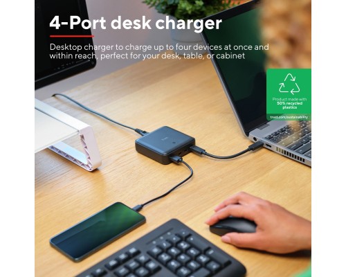 Зарядний пристрій Trust 3xUSB-C + USB-A 100W PD black (25242_TRUST)