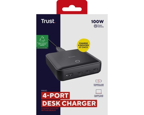 Зарядний пристрій Trust 3xUSB-C + USB-A 100W PD black (25242_TRUST)