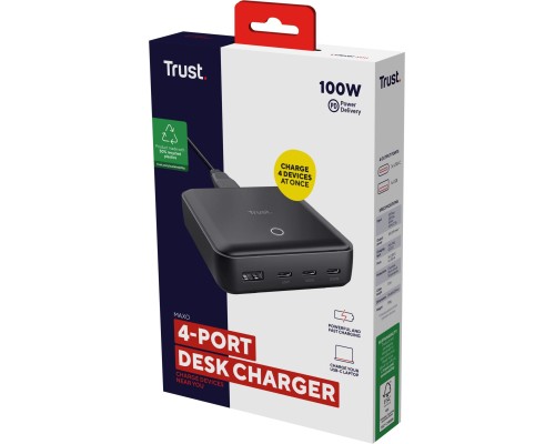 Зарядний пристрій Trust 3xUSB-C + USB-A 100W PD black (25242_TRUST)
