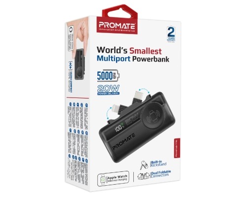 Батарея універсальна Promate 5000mAh PD/20W, Apple Watch charging (powerup-trio.black)