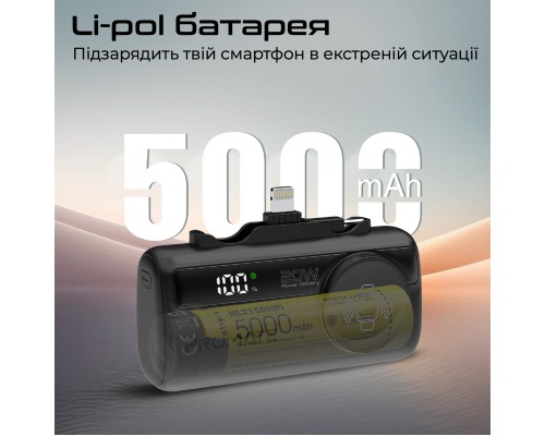 Батарея універсальна Promate 5000mAh PD/20W, Apple Watch charging (powerup-trio.black)