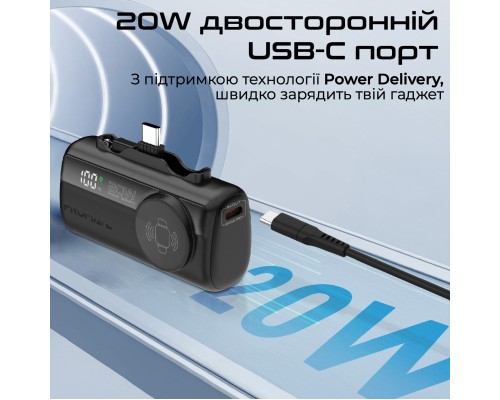 Батарея універсальна Promate 5000mAh PD/20W, Apple Watch charging (powerup-trio.black)
