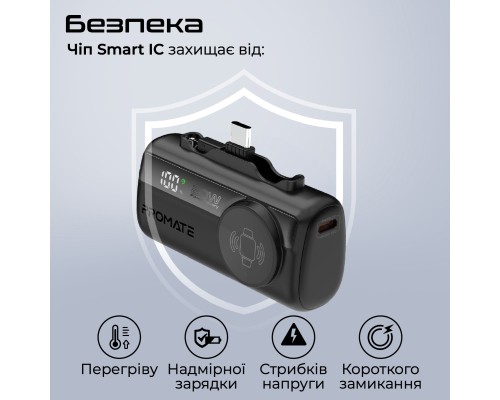 Батарея універсальна Promate 5000mAh PD/20W, Apple Watch charging (powerup-trio.black)