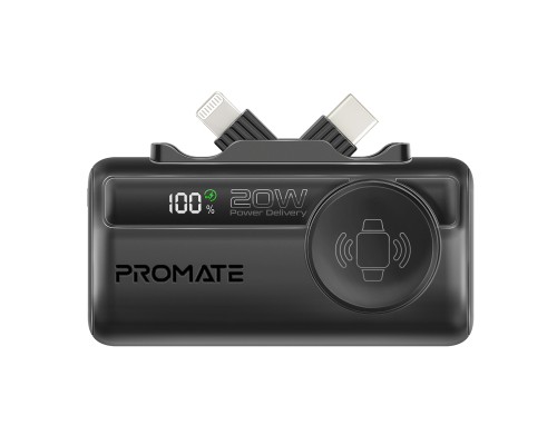 Батарея універсальна Promate 5000mAh PD/20W, Apple Watch charging (powerup-trio.black)
