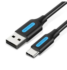 Дата кабель USB 2.0 A Male to C Male 3A Cable 1M Black VENTION (COKBF)