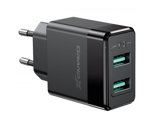 Зарядний пристрій Grand-X 2USB 5V 2,4A + Type-C cable (CH-50T)