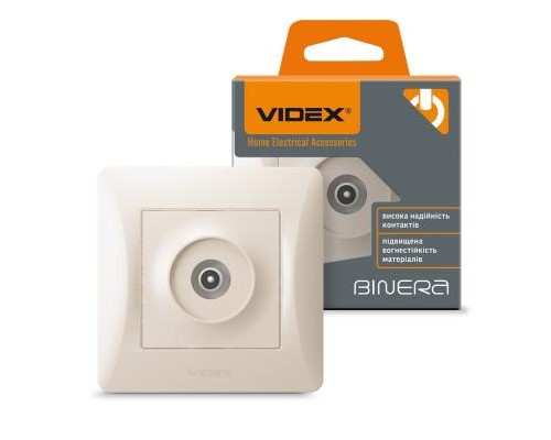 ТВ розетка Videx BINERA TV одинарна кремо (VF-BNSK1TVME-CR)