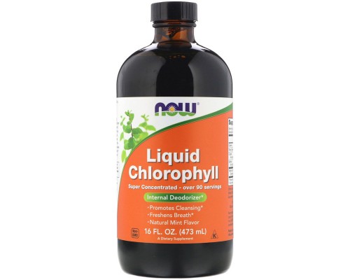 Трави Now Foods Рідкий Хлорофіл, Liquid Chlorophyll, м'ятний смак, 473 мл. (NOW-0264)
