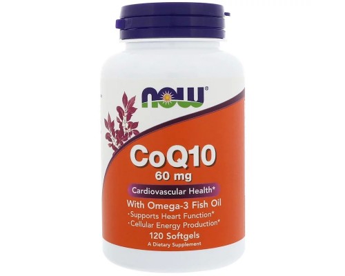 Антиоксидант Now Foods Коензим Q10 з риб'ячим жиром, CoQ10 with Omega-3, 60 мг, 120 (NOW-03166) 