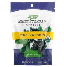 Трави Nature's Way Льодяники бузини з цинком, смак м'яти, Sambucus, Zinc Lozeng (NWY-12088)