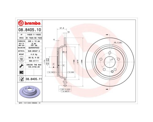 Гальмівний диск Brembo 08.8405.10