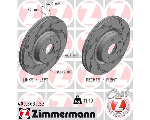 Гальмівний диск ZIMMERMANN 400.3637.53