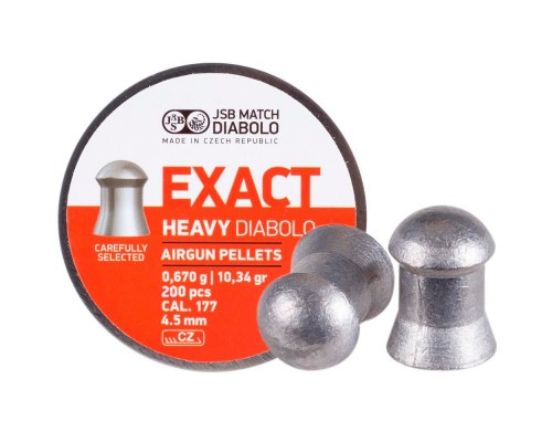 Пульки JSB Diabolo Exact Heavy 4,52 мм, 0,670 г, 200шт/уп (546267-200)