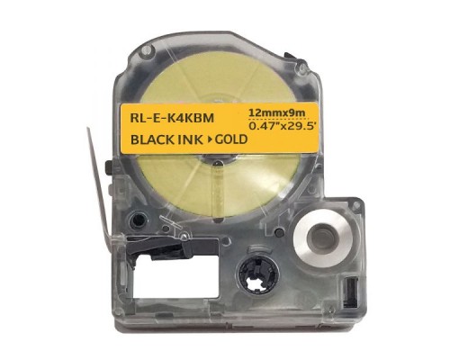 Стрічка для принтера етикеток UKRMARK RL-E-K4KBM-BK/GO, аналог LK4KBM. 12 мм х 9 м (900269)