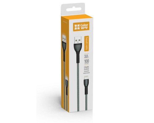 Дата кабель USB 2.0 AM to Lightning 1.0m ColorWay (CW-CBUL041-GR)