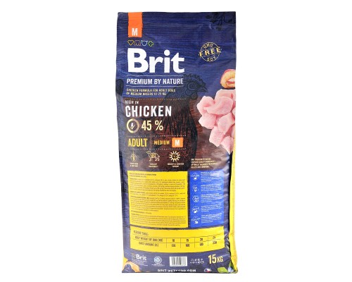 Сухий корм для собак Brit Premium Dog Adult M 15 кг (8595602526376)