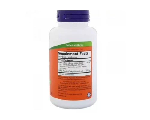 Трави Now Foods Гінкго Білоба, 60 мг, Ginkgo Biloba, 60 вегетаріанських капсул (NF4686)